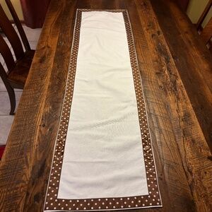 Table/Dresser Runner - Cream with Brown/Pink Polka Dots